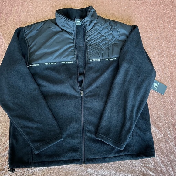 New Balance Men Black-white  Zip Front Fleece Warm Jacket Fleece, 2X, NWT. Trend - Picture 1 of 10